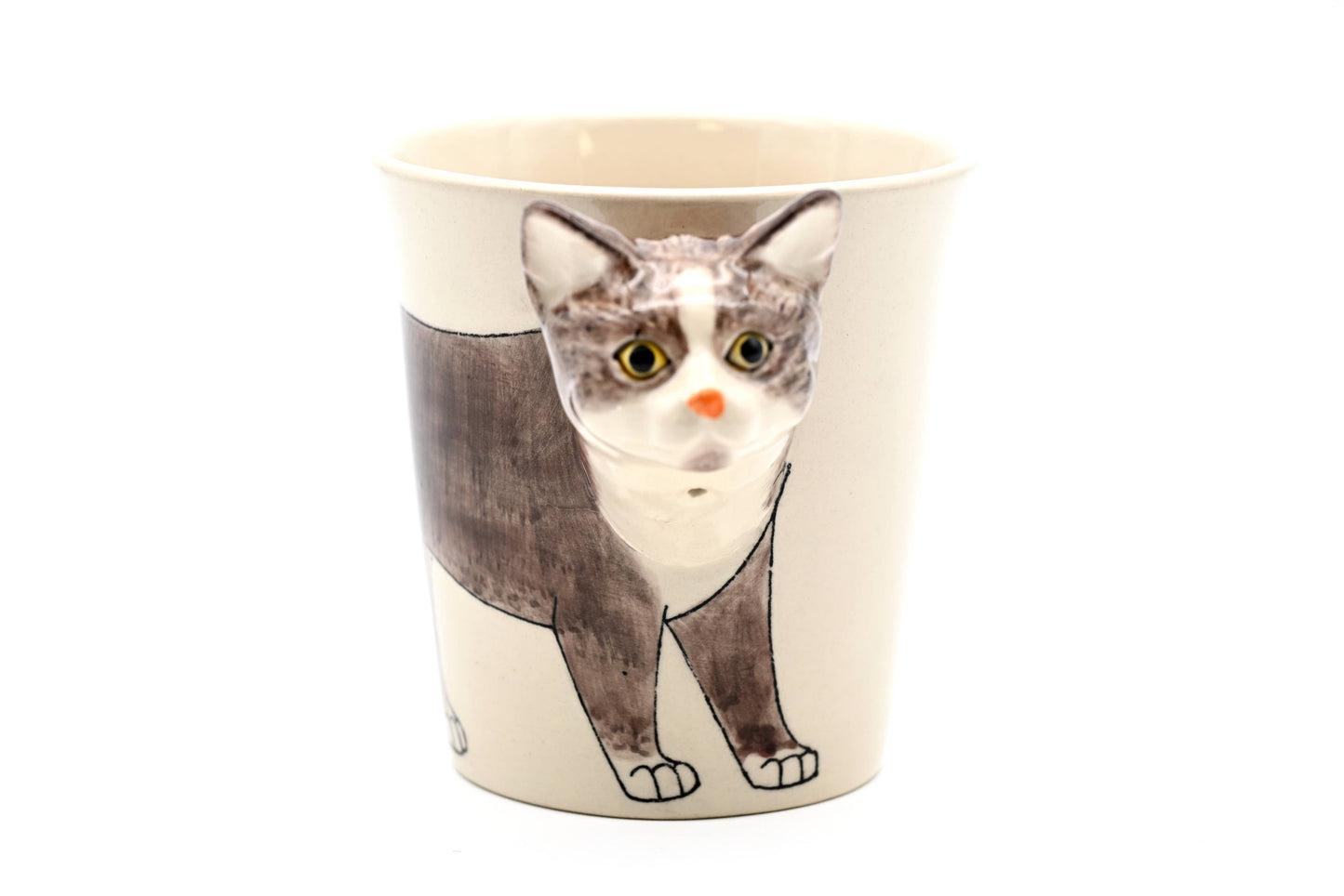 Gray and White Cat Mug 10 Oz