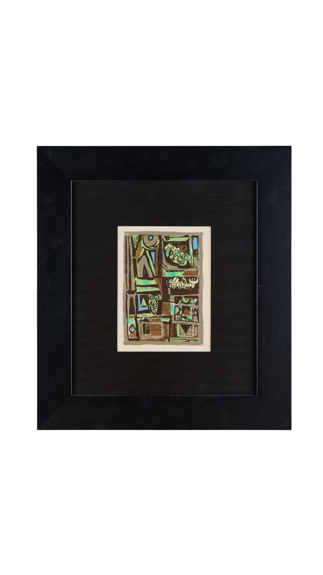 Teal & Black Abstract Framed - 1