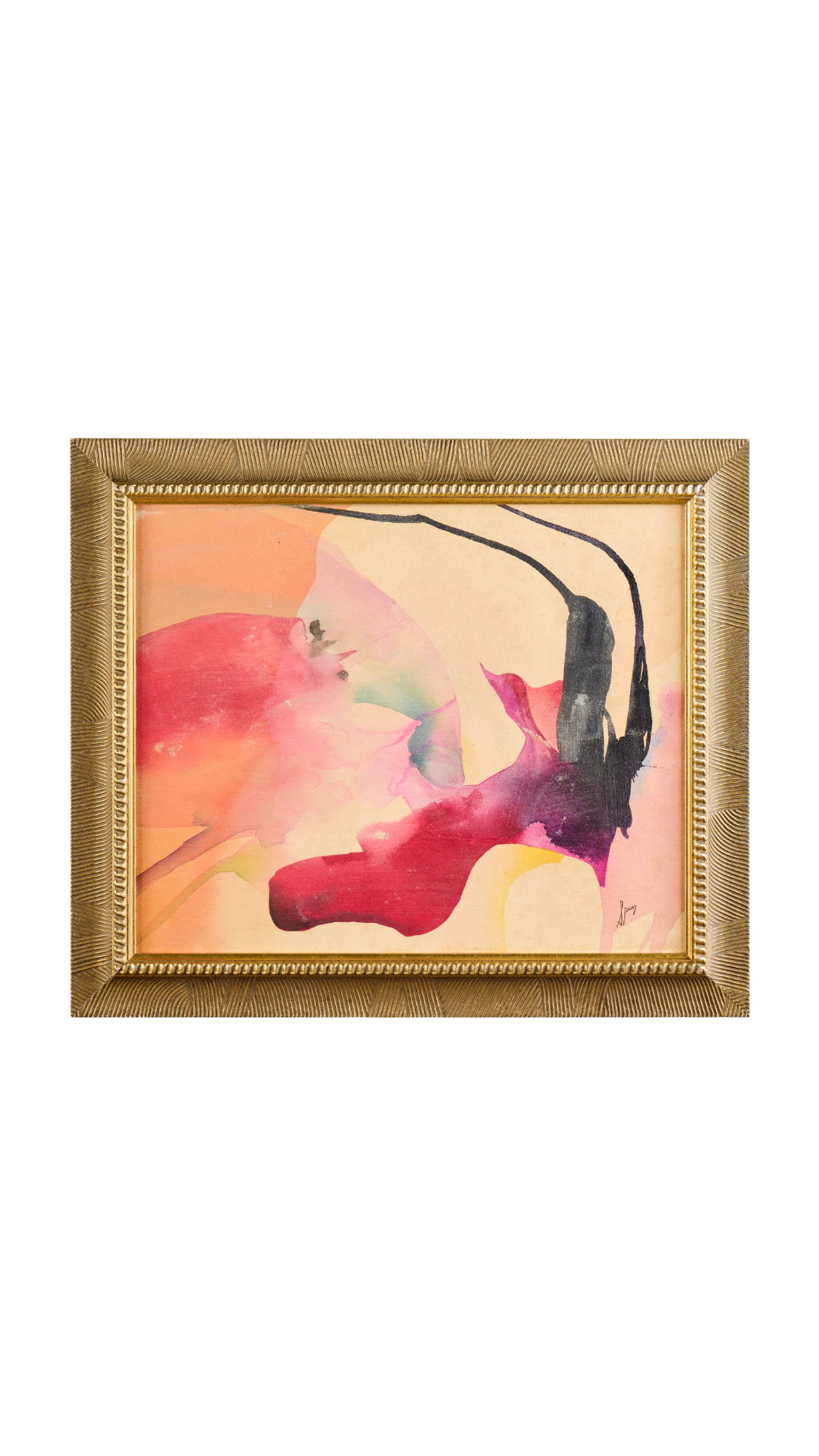 Vintage Abstract Expressionist Mixed Media Painting