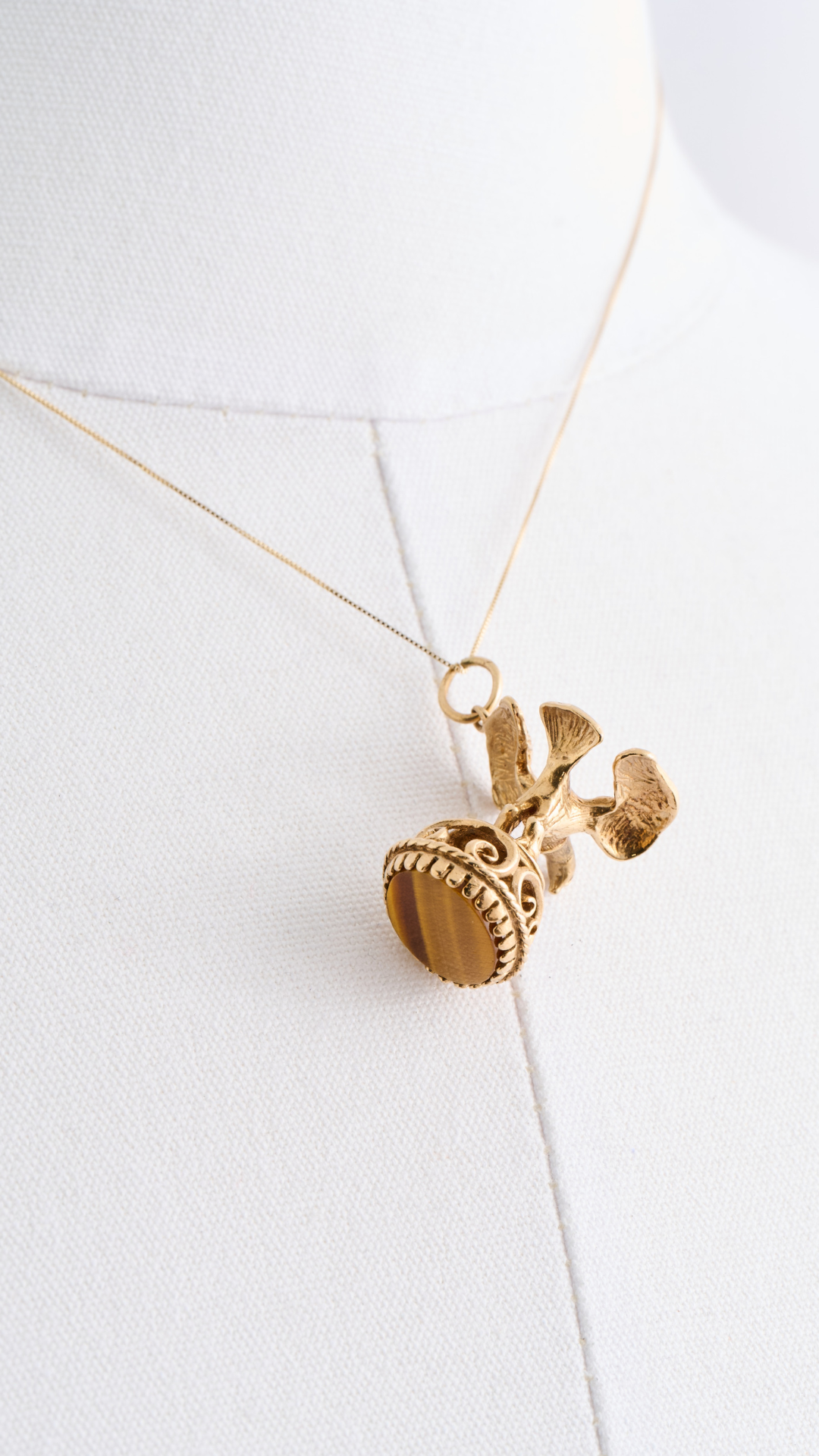 Dove Tiger Eye Watch Fob Charm