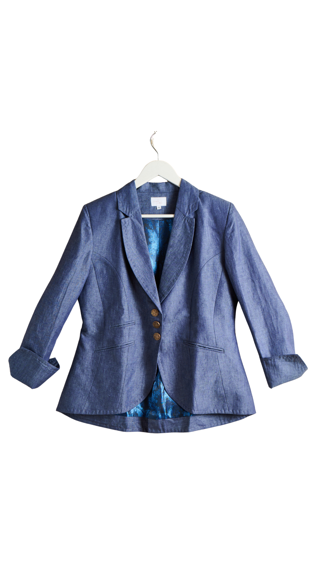 Fit & Flare Denim Linen Blazer