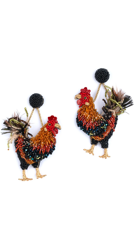 5079 Rooster Rust Earrings