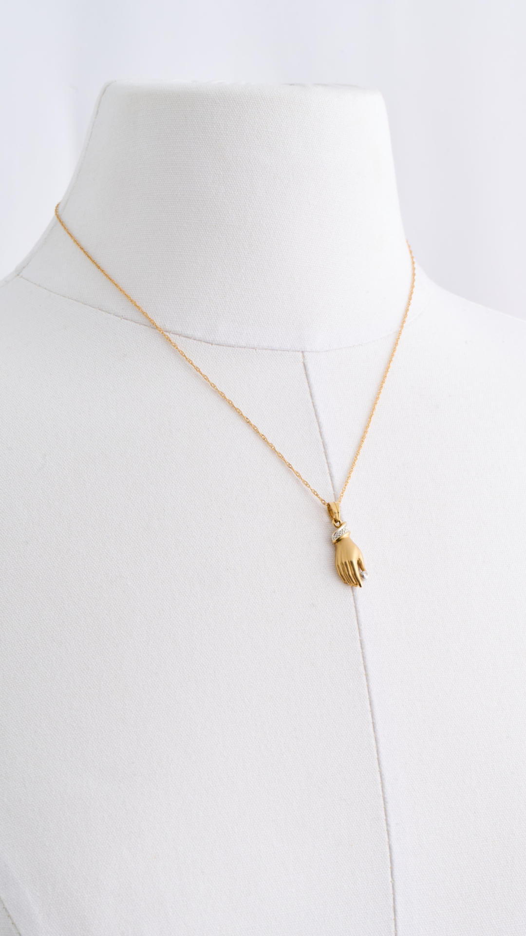91 Gold Diamond Hand Necklace