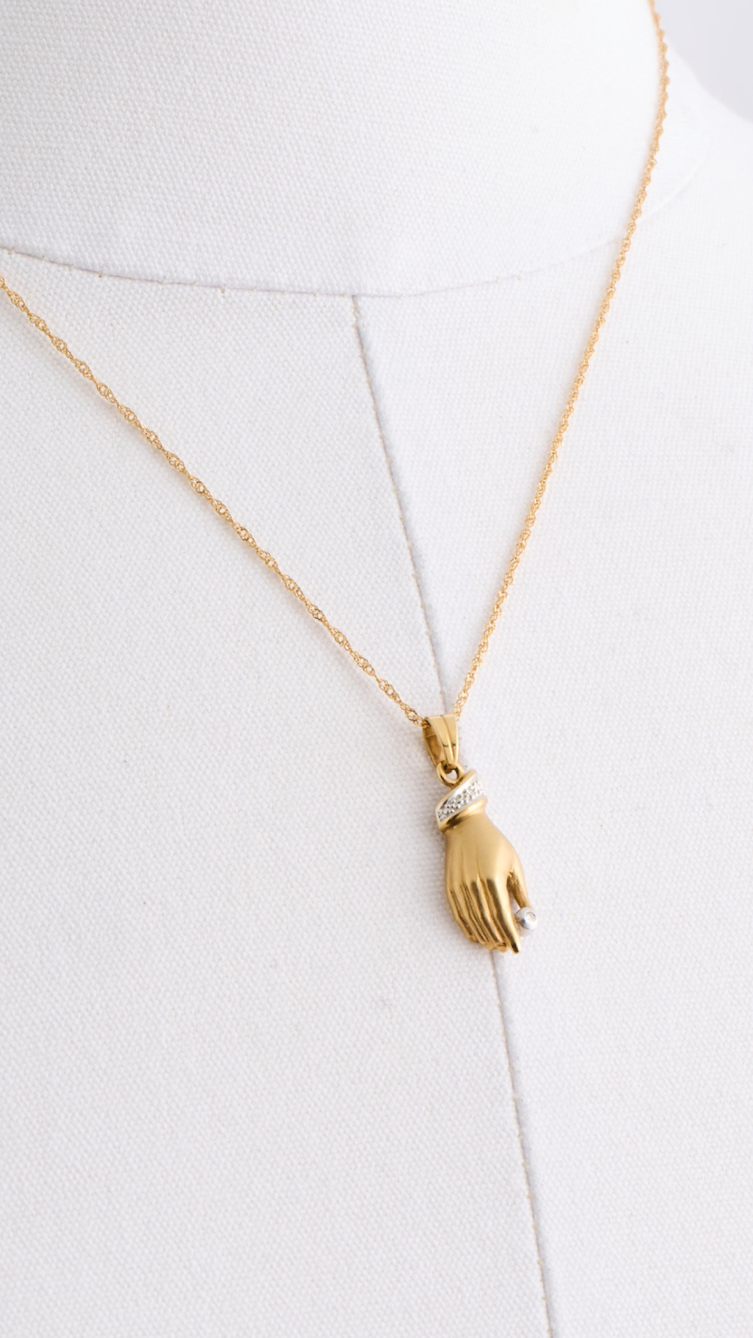 91 Gold Diamond Hand Necklace
