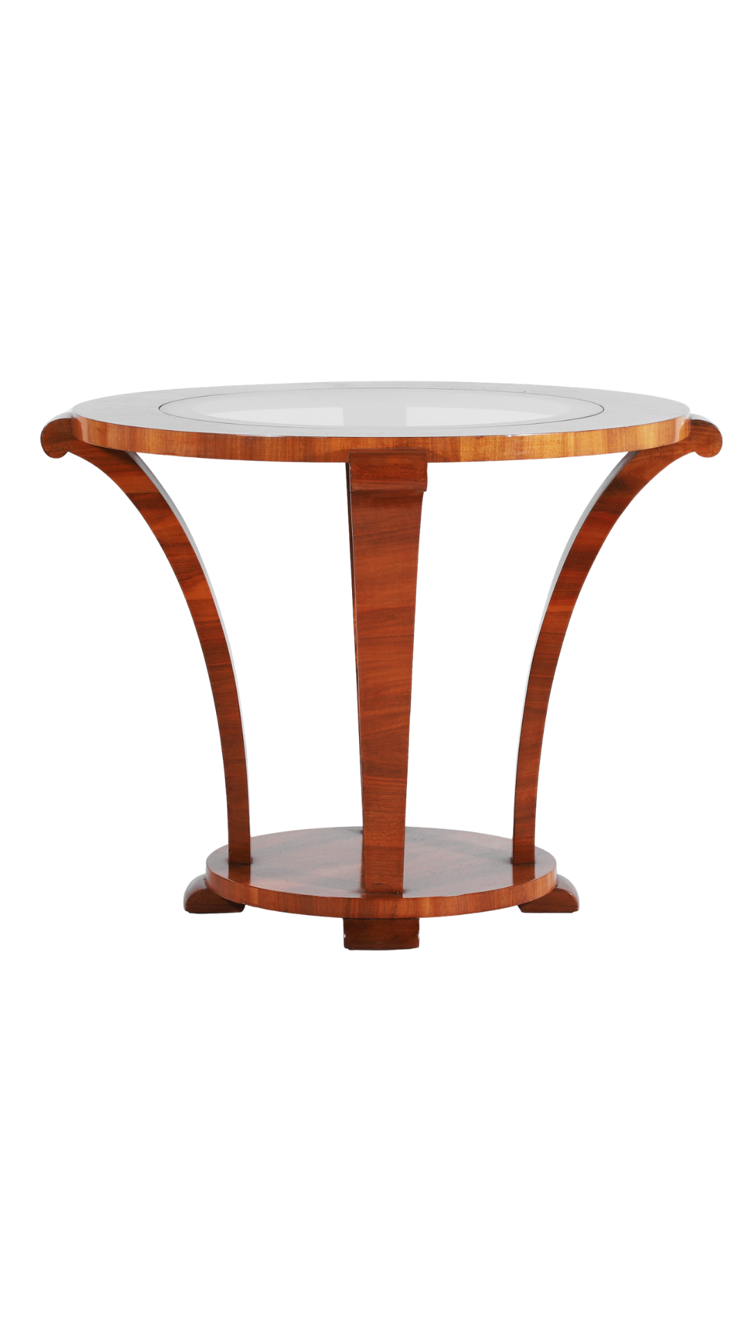 S61 Circular Walnut and Glass Center Table