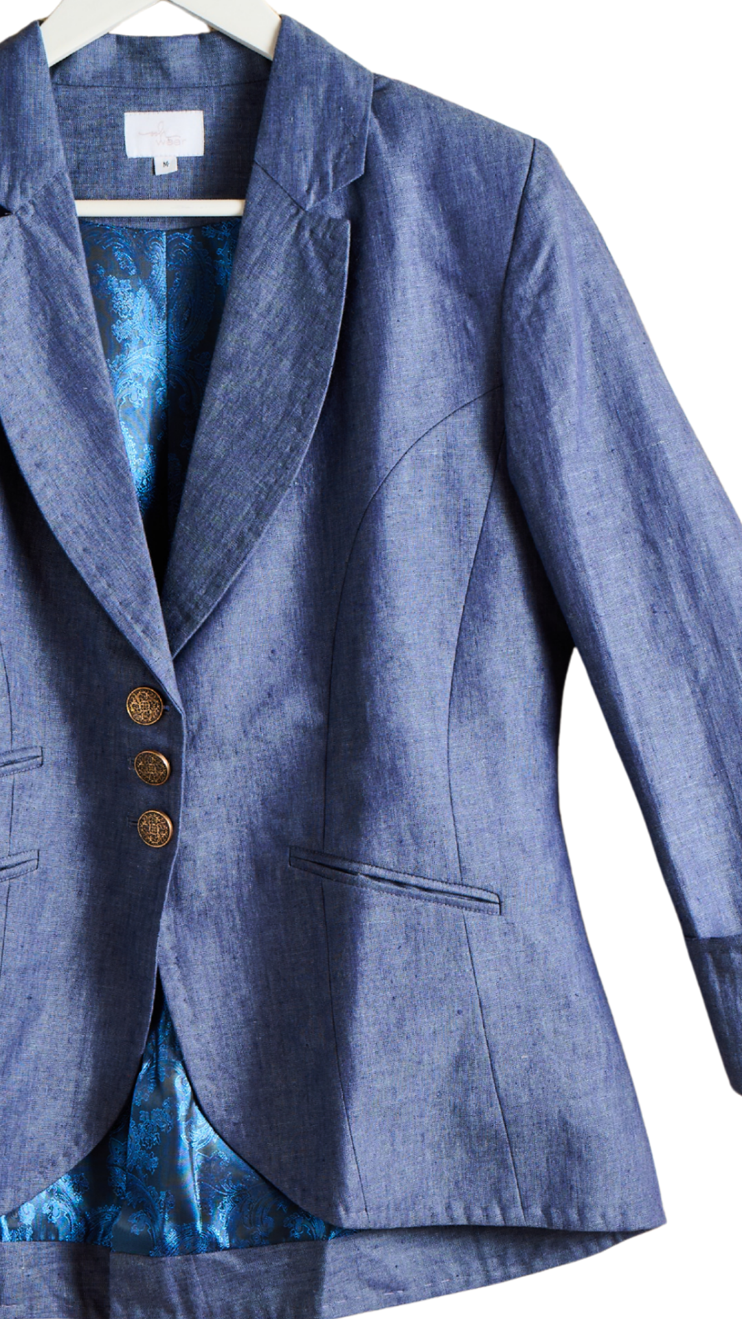Fit & Flare Denim Linen Blazer