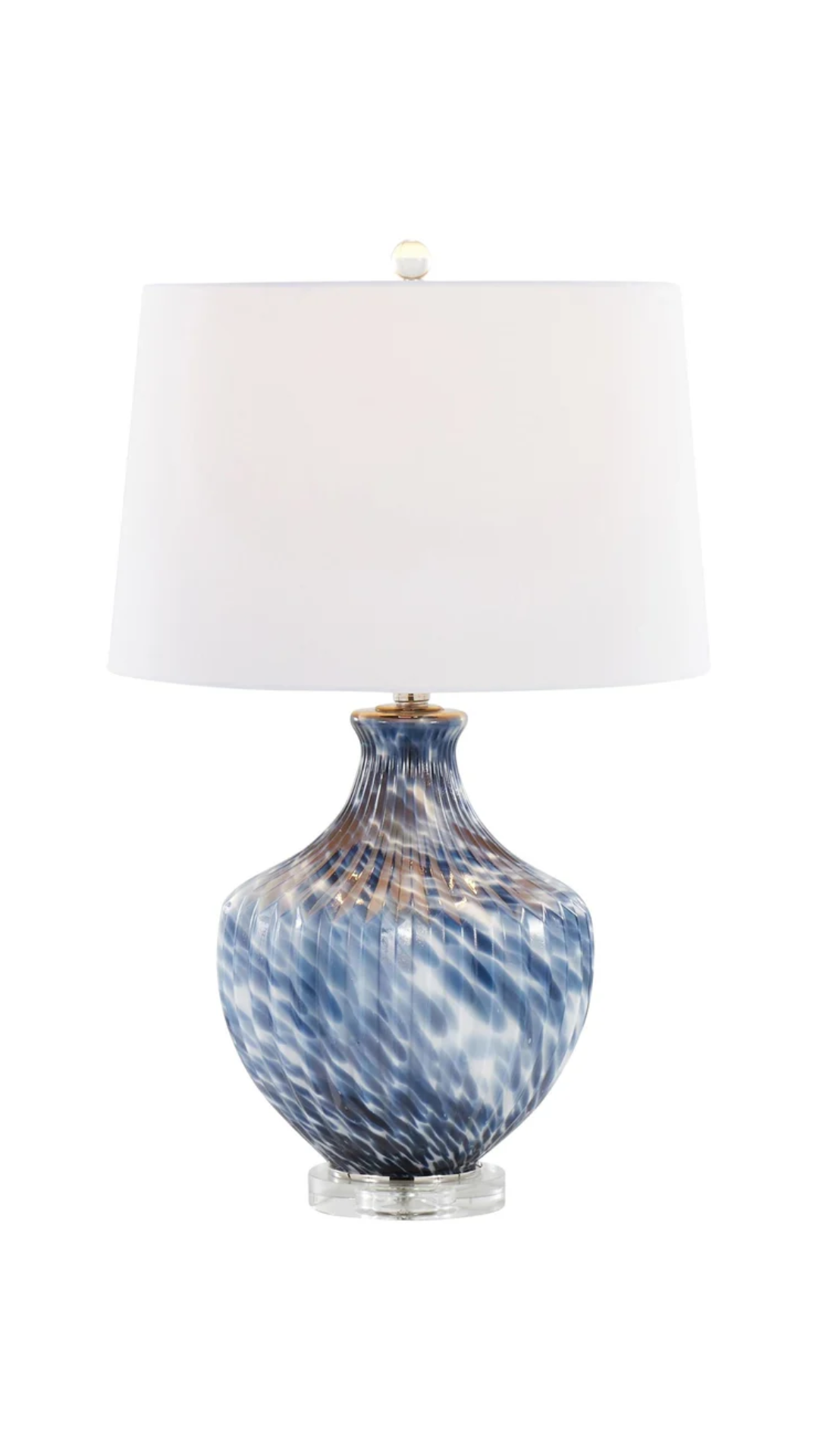 Lotus 27'' Glass Table Lamp - Waved Navy