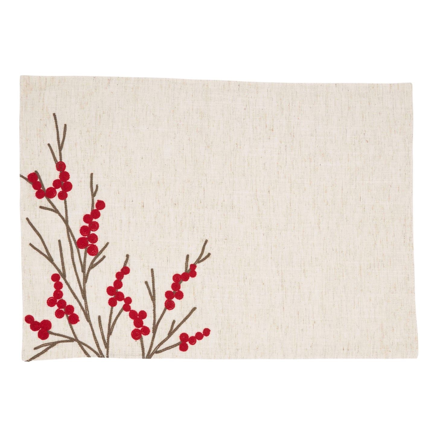 Embroidered Berry 8 pc Set (4 Placemats, 4 Napkins)