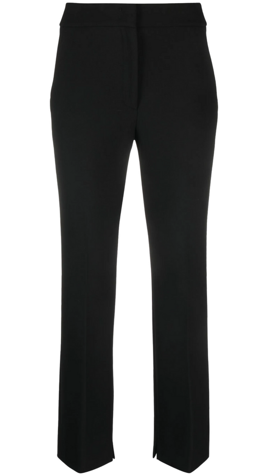 Jet Black Elastic Band Straight Leg Trousers