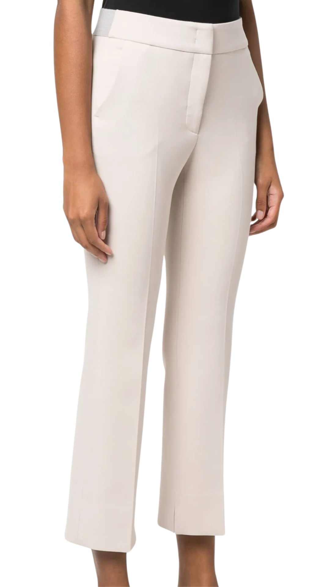 Opal White Elastic Band Straight Leg Trousers