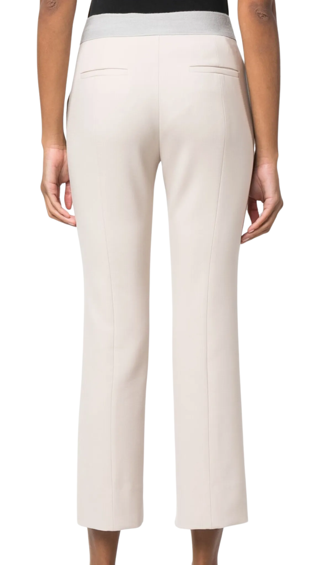 Opal White Elastic Band Straight Leg Trousers