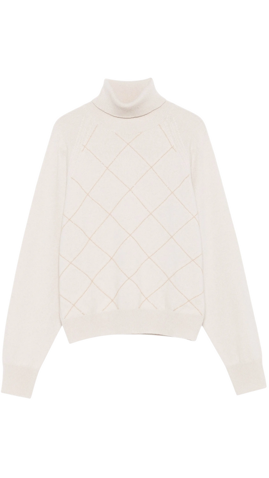 Diamond Pattern Turtleneck Sweater