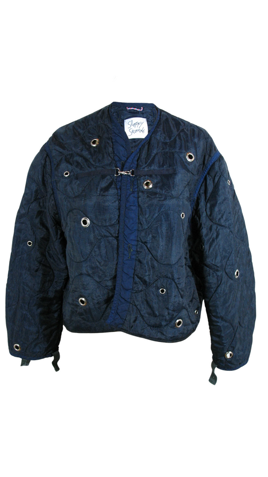 Grommets Military Liner Jacket - Navy