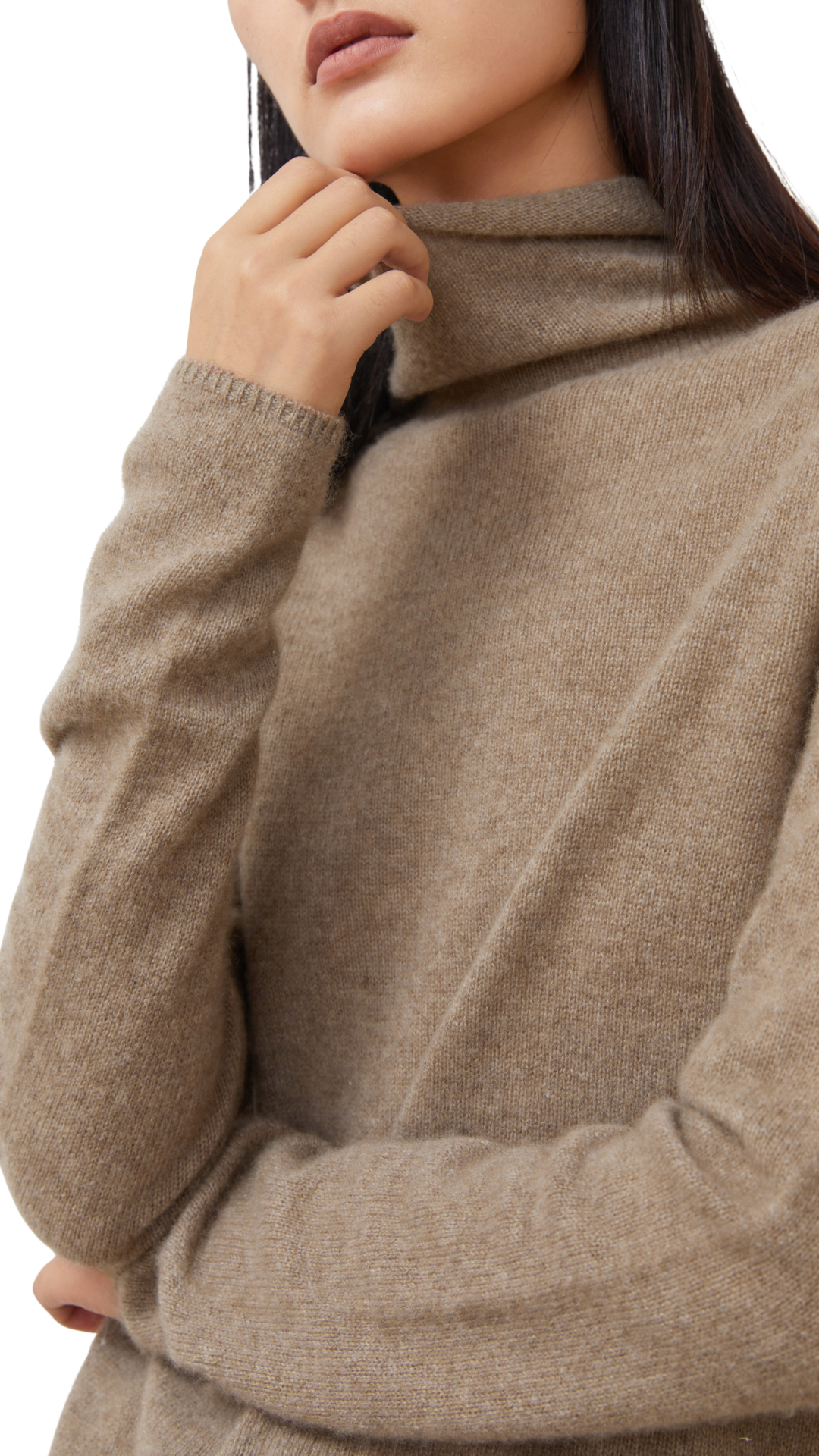 Coffee Slim Fit Cashmere Sweater
