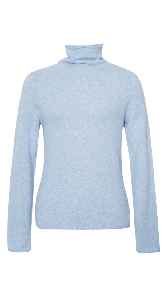Light Blue Cashmere High Neck Sweater