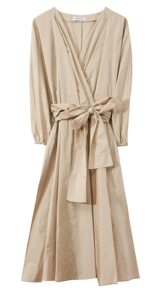 Belted Dress with Puff Sleeves