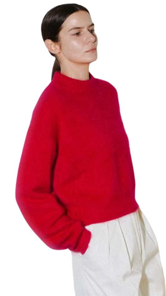 Hot Pink Brushed Mockneck Sweater