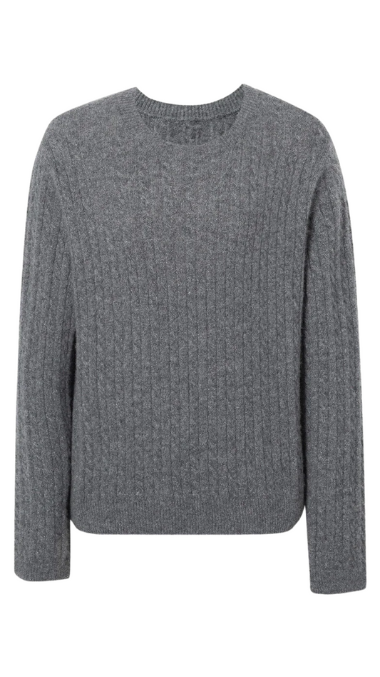 Dark Grey Cashmere Blend Crew Neck Sweater