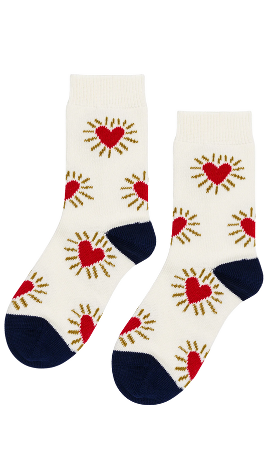 Sacred Hearts Ivory Crew Sock
