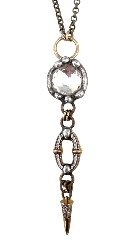 Crystal Pave Spike Drop Necklace