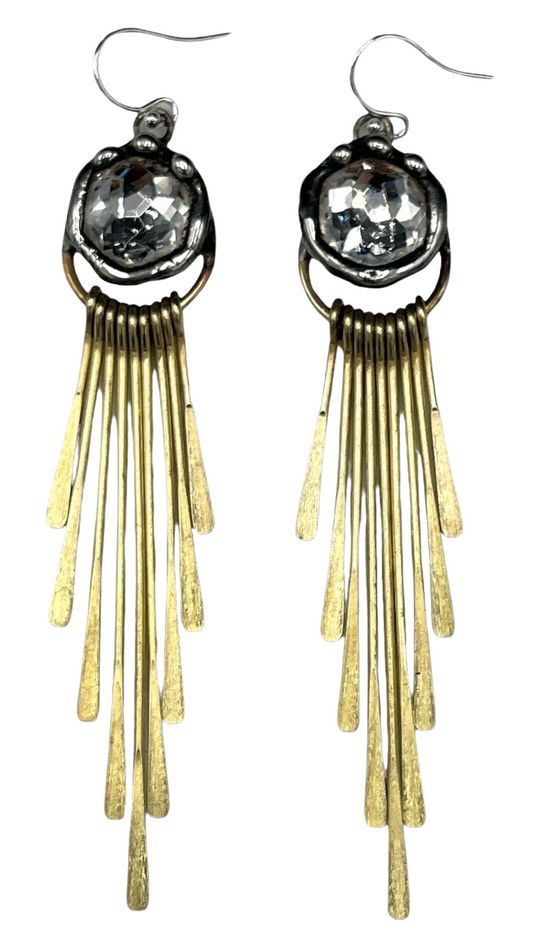 Crystal Brass Fringe Earring