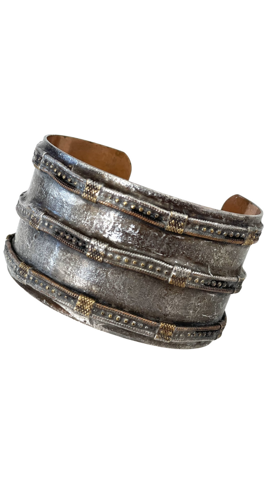 3 Chain Wide Brass Cuff
