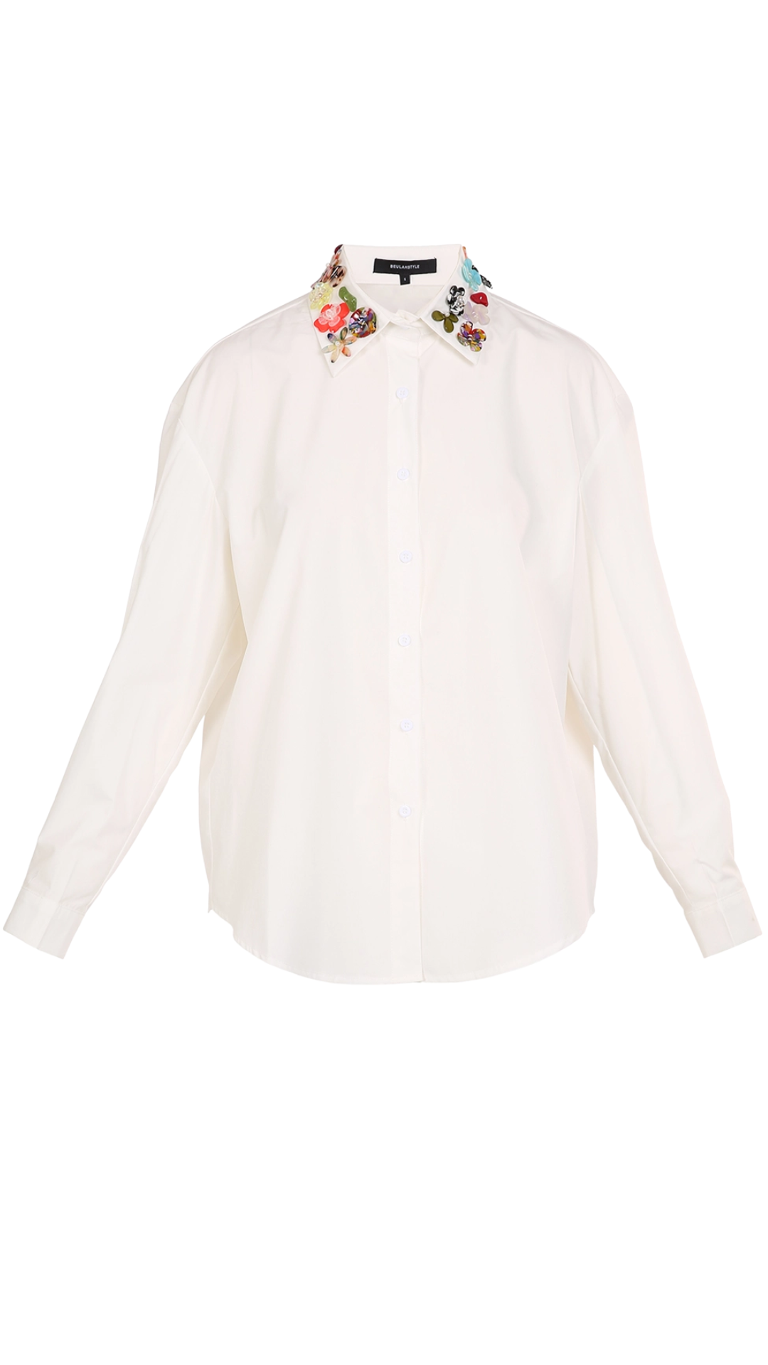 Abstract Beaded Collar Top