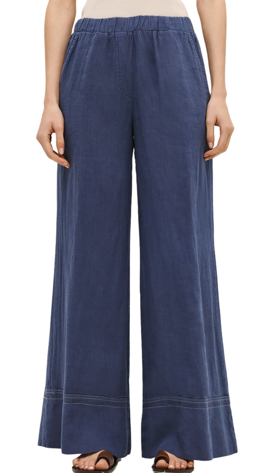Wide-leg Pants w/ Elastic Waistband