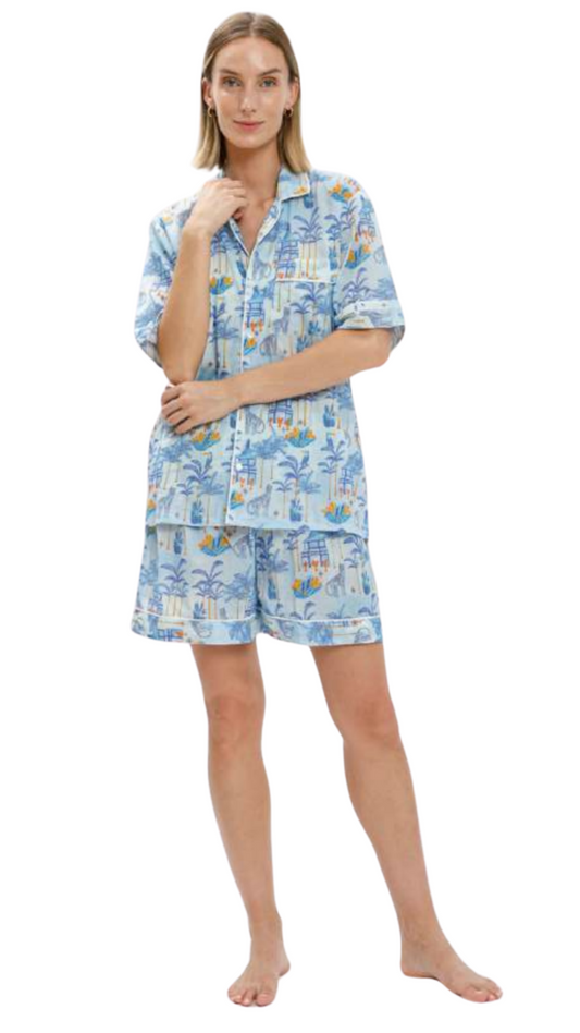Chita Blue Pajama Shorts Set