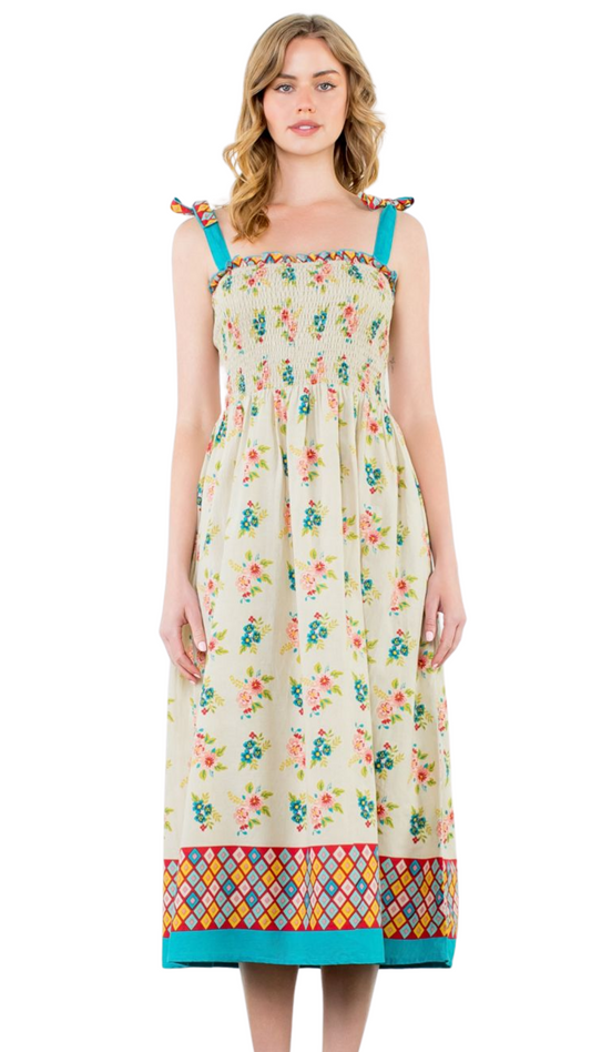 Kathryn Tie Strap Floral Maxi Dress