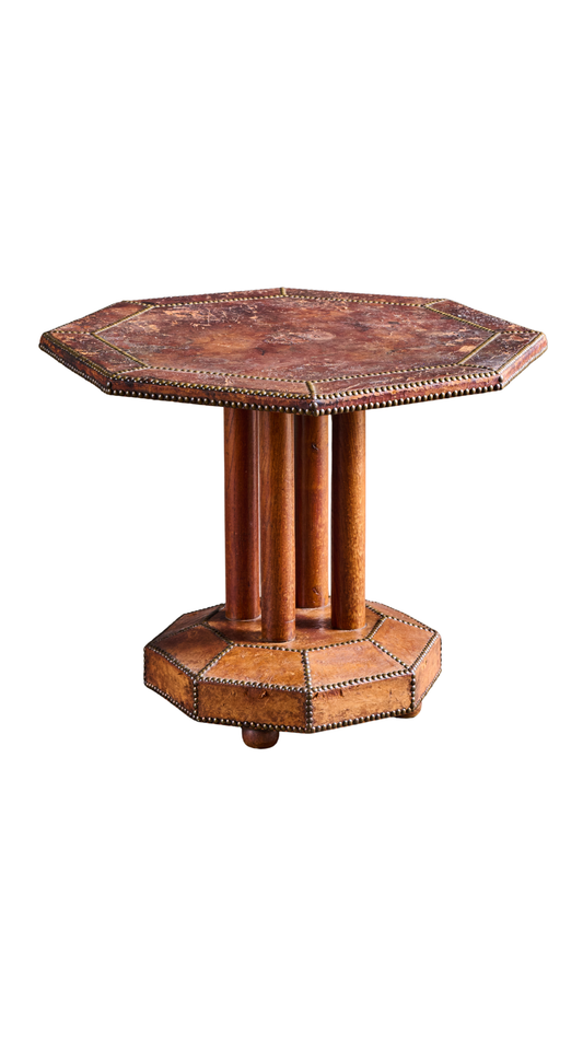 D6112 Eight Sided Leather Covered Table