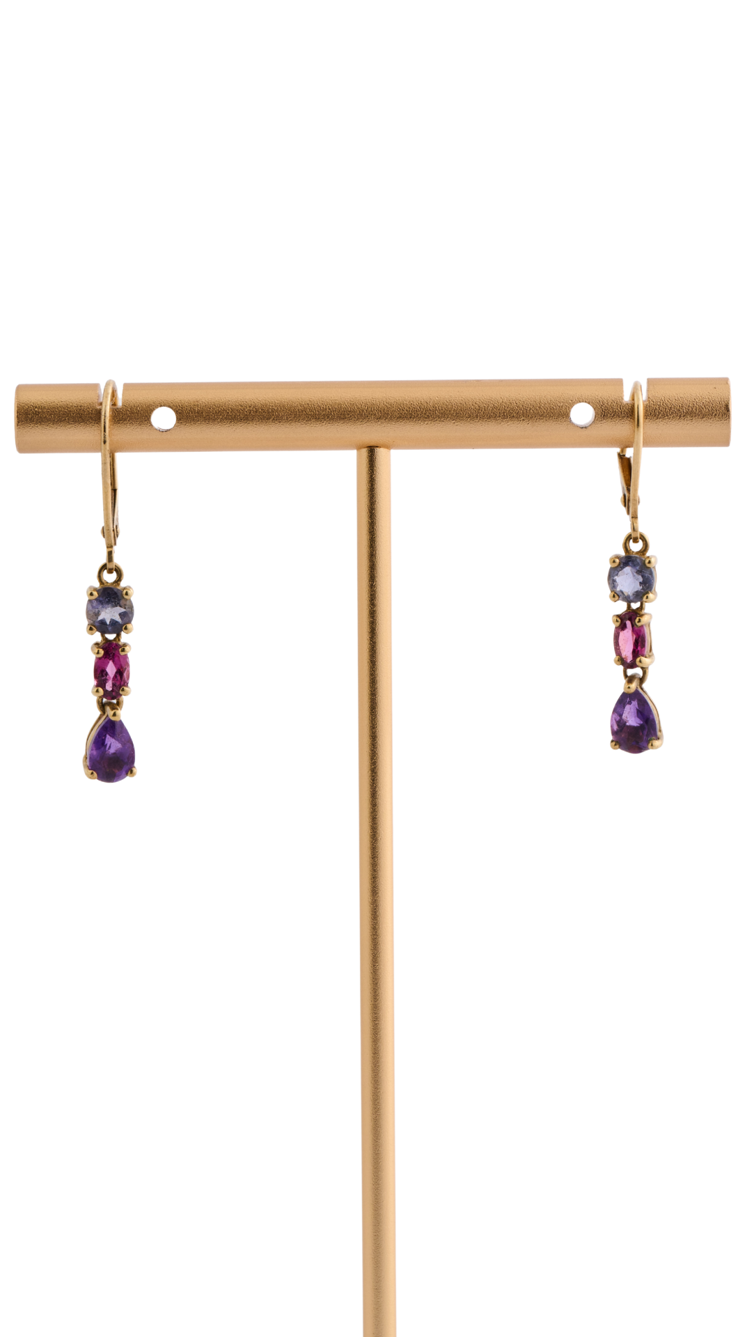Lolite, Garnet, & Amethyst Earrings