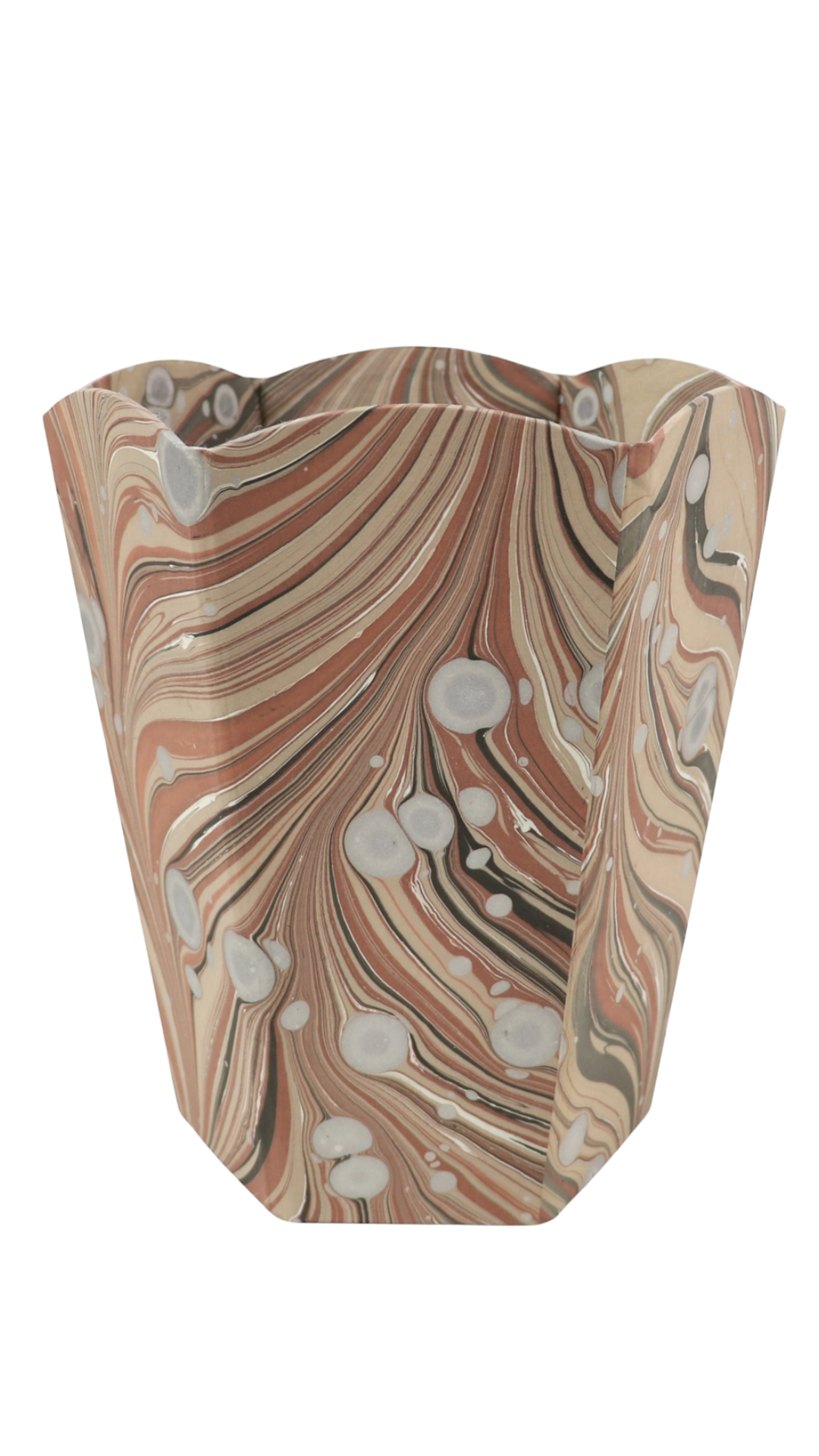 Marbled Scalloped Collapsible Basket - Rust Silver Fire Whirl