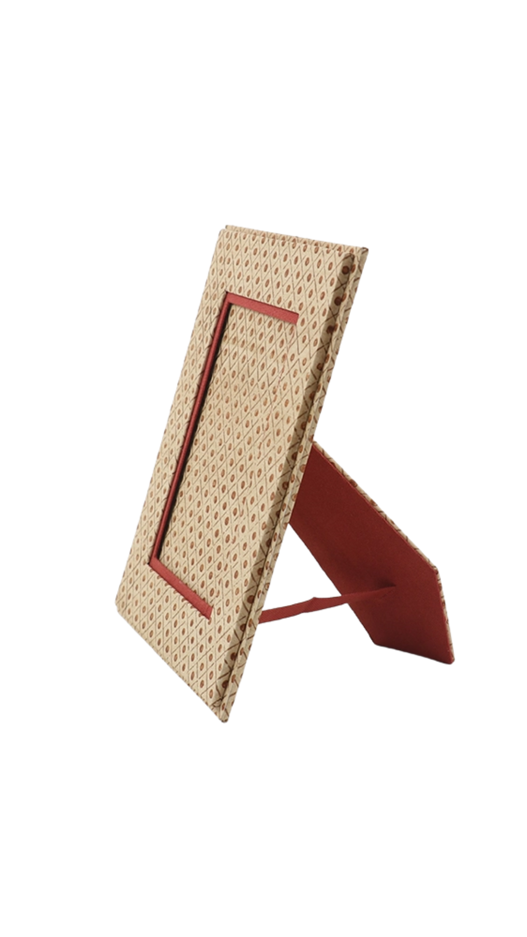 Block Printed Table Top Frame - Ochre Dot & Grid