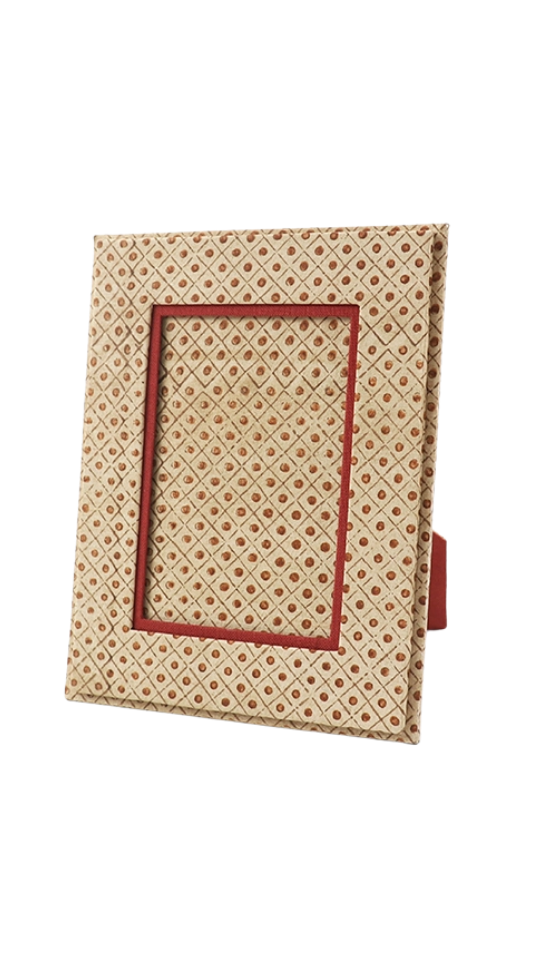 Block Printed Table Top Frame - Ochre Dot & Grid