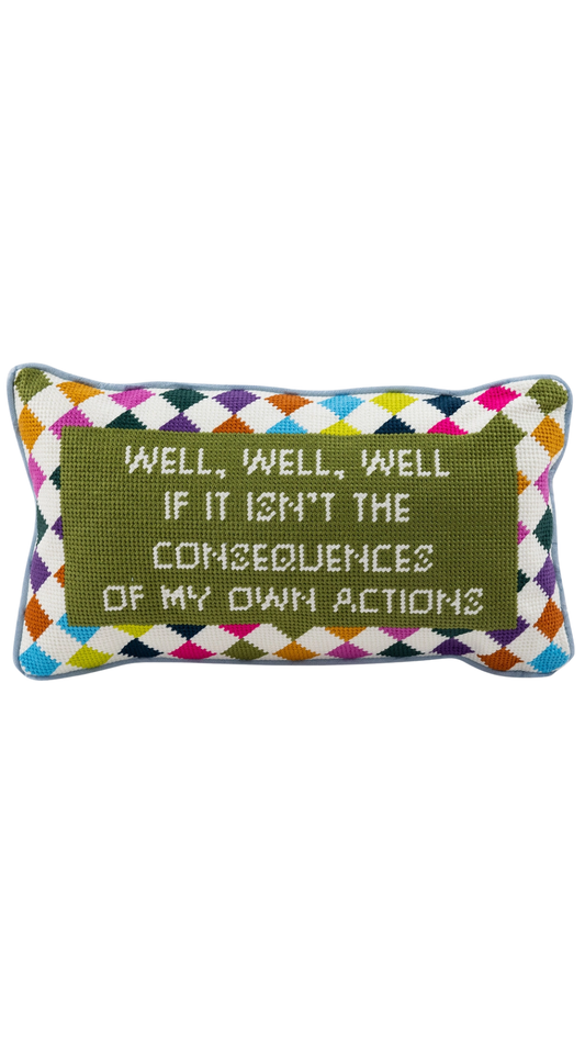 Well Well Well Needlepoint Pillow
