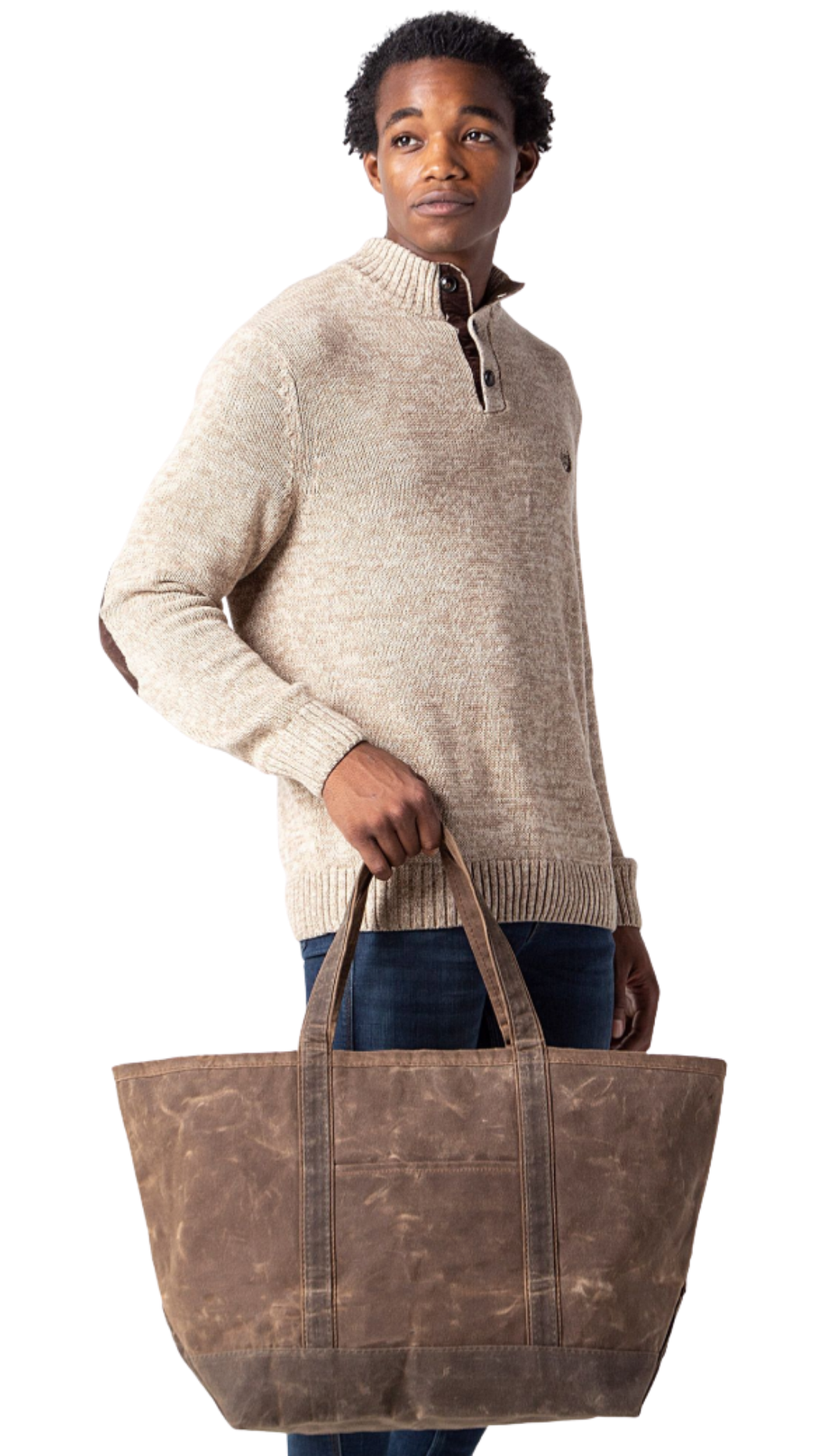 Khaki Waxed Large Classic Tote