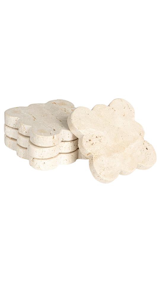DF9533 Scalloped Travertine Coasters S/4
