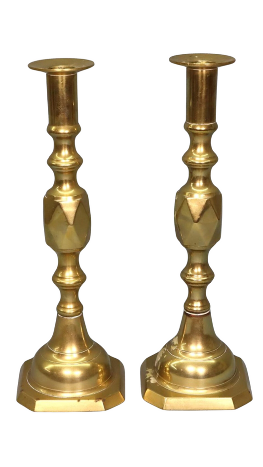 31 Large Turned Brass Candlesticks