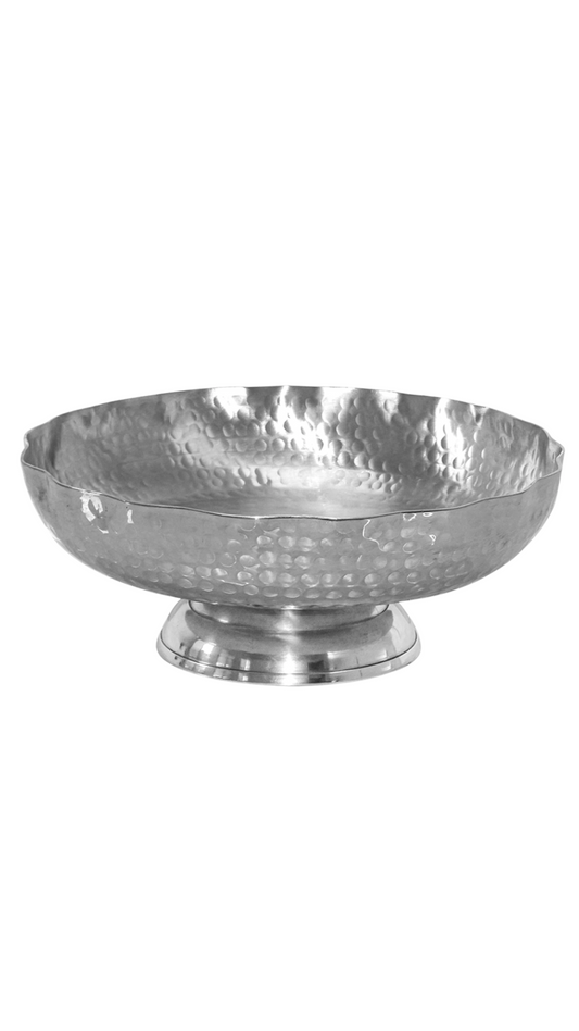 Short Hammered Aluminum Pedestal Bowl