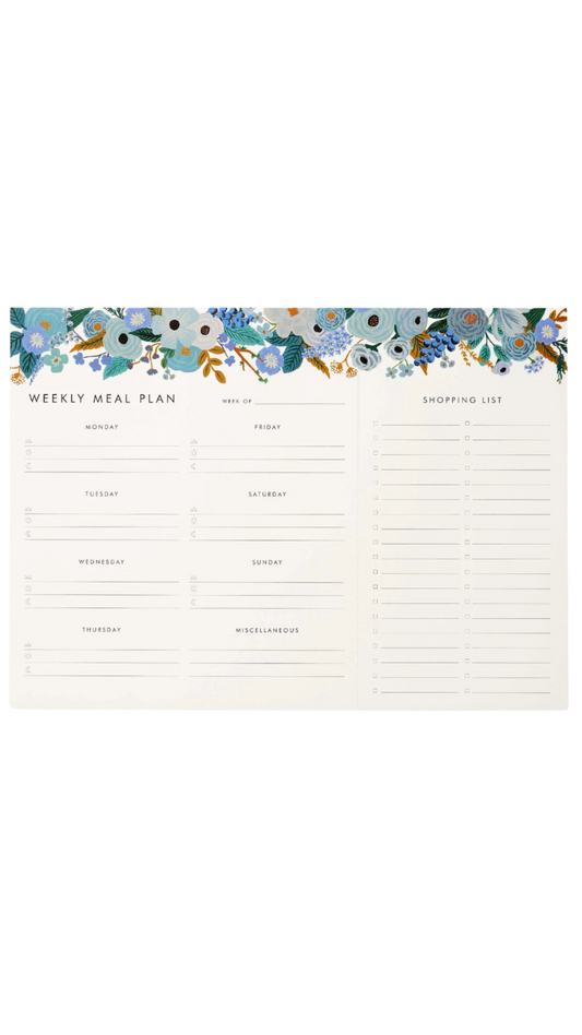 Garden Party Blue Meal Planner Notepad