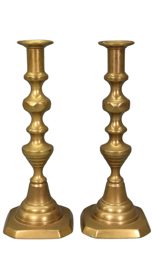 337 Turned Brass Candlesticks