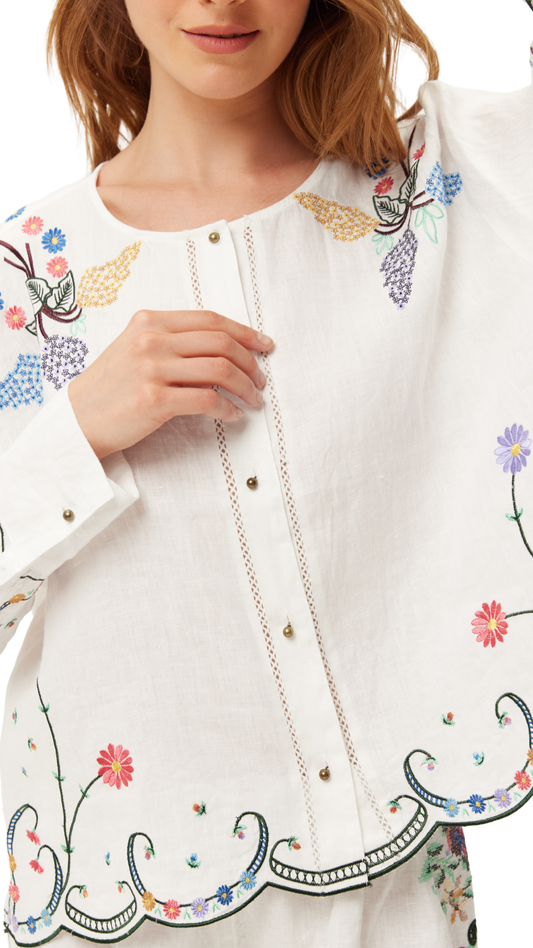 Helena Embroidered Linen Shirt