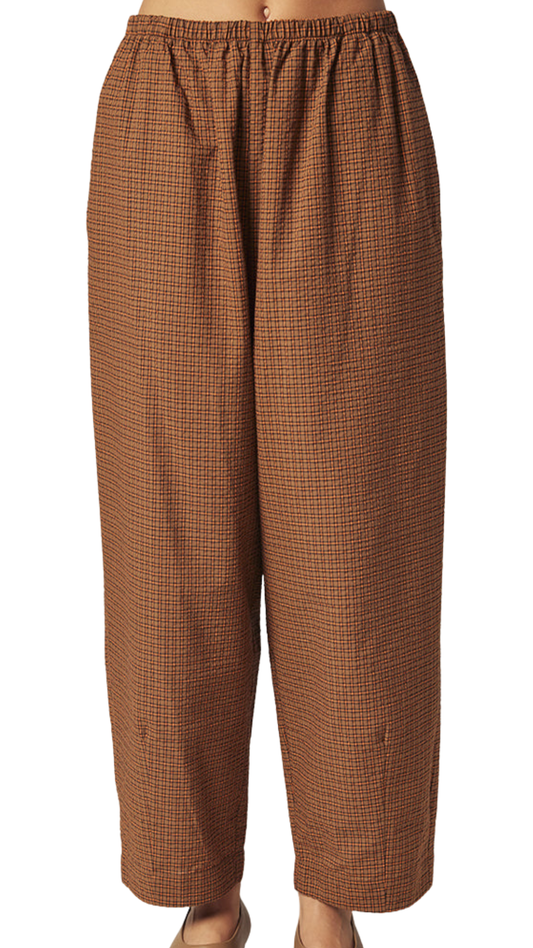 Brown Check Drawstring Comfy Pants