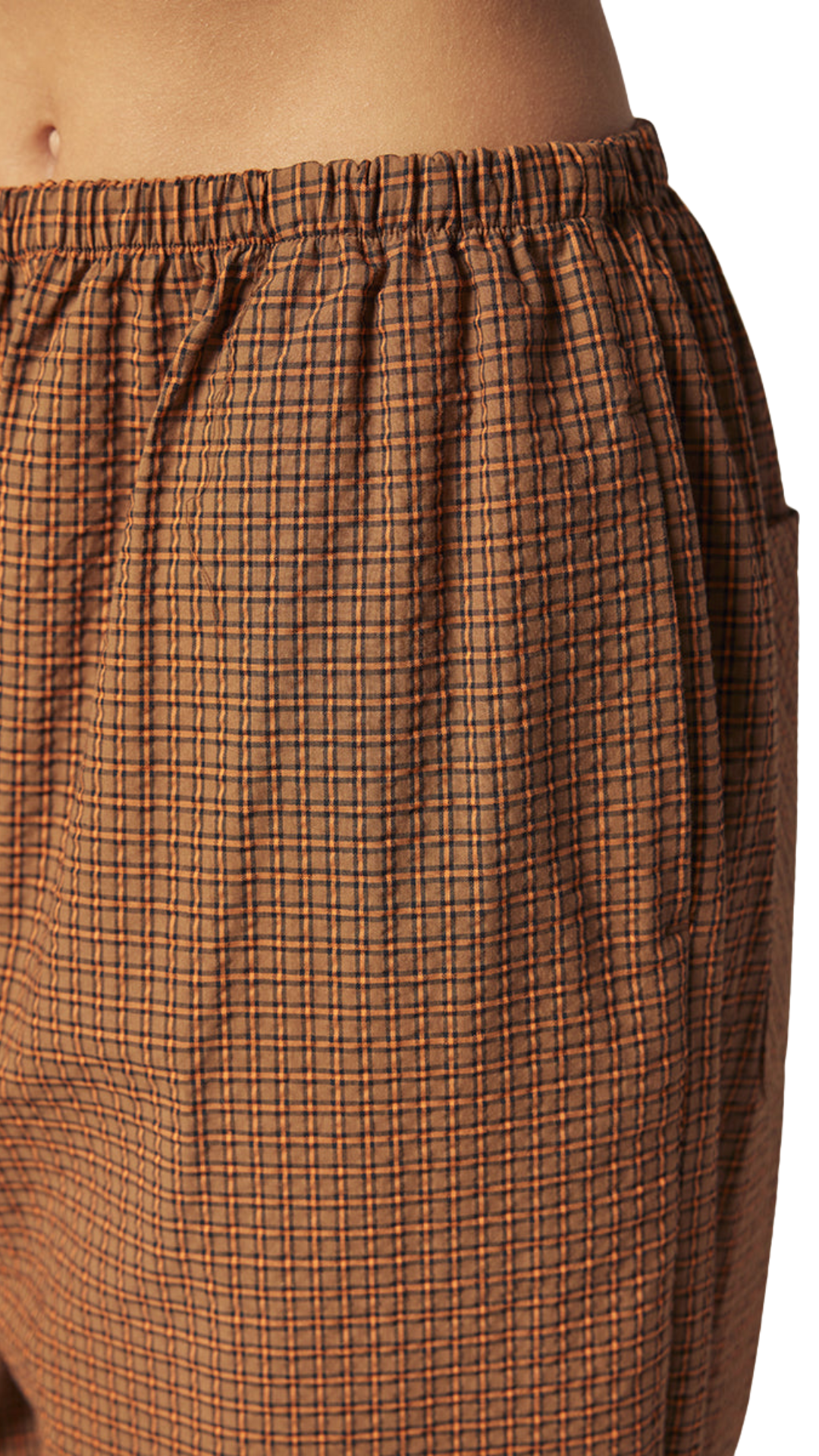 Brown Check Drawstring Comfy Pants