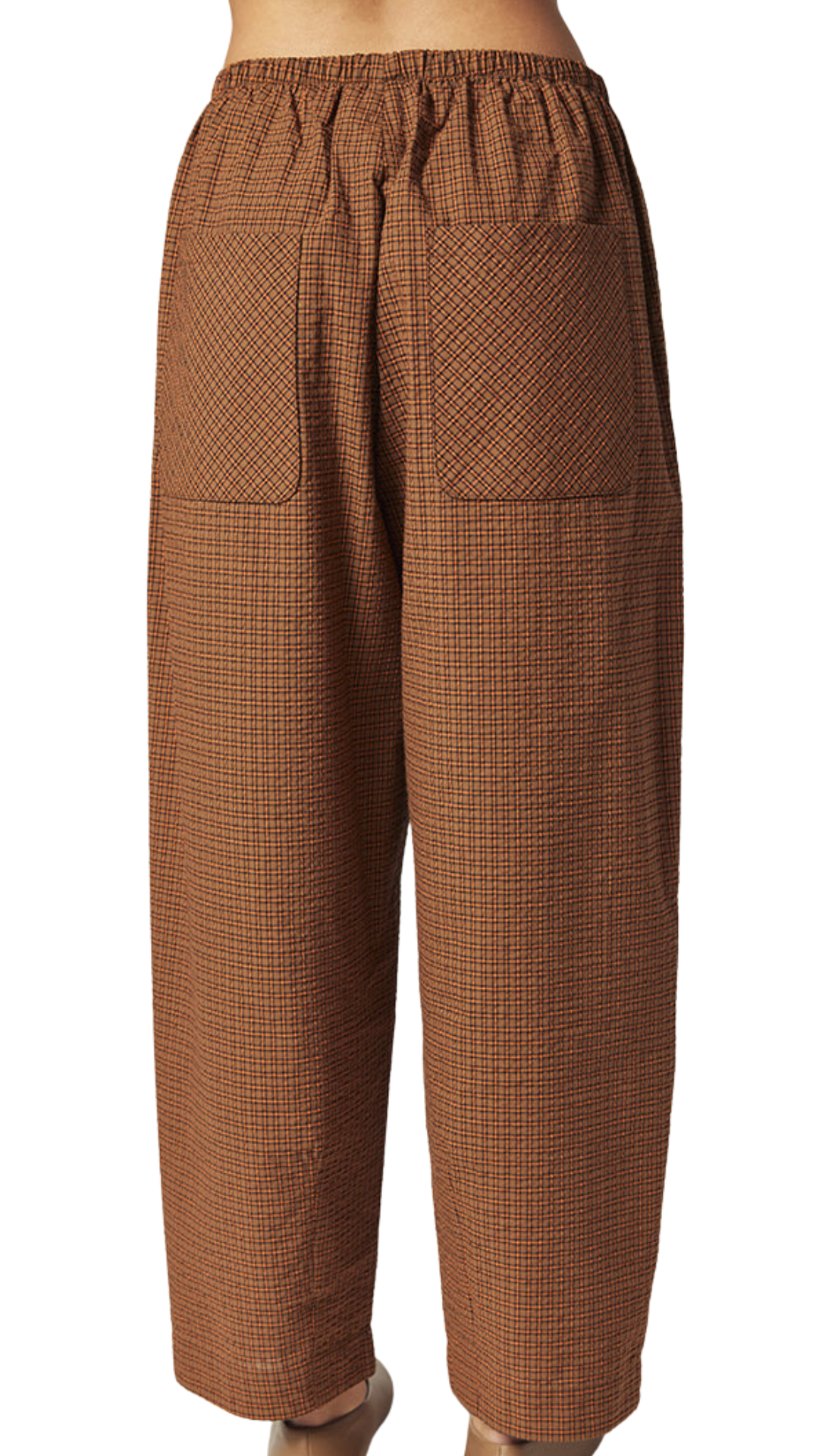 Brown Check Drawstring Comfy Pants