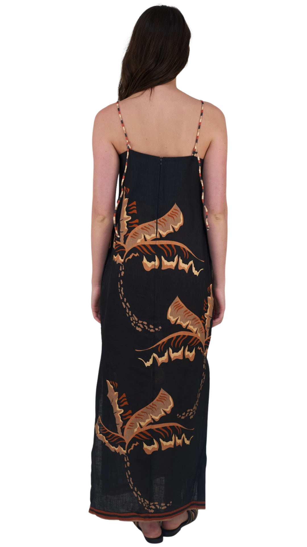 Bali Tiger Palms Black Long Dress