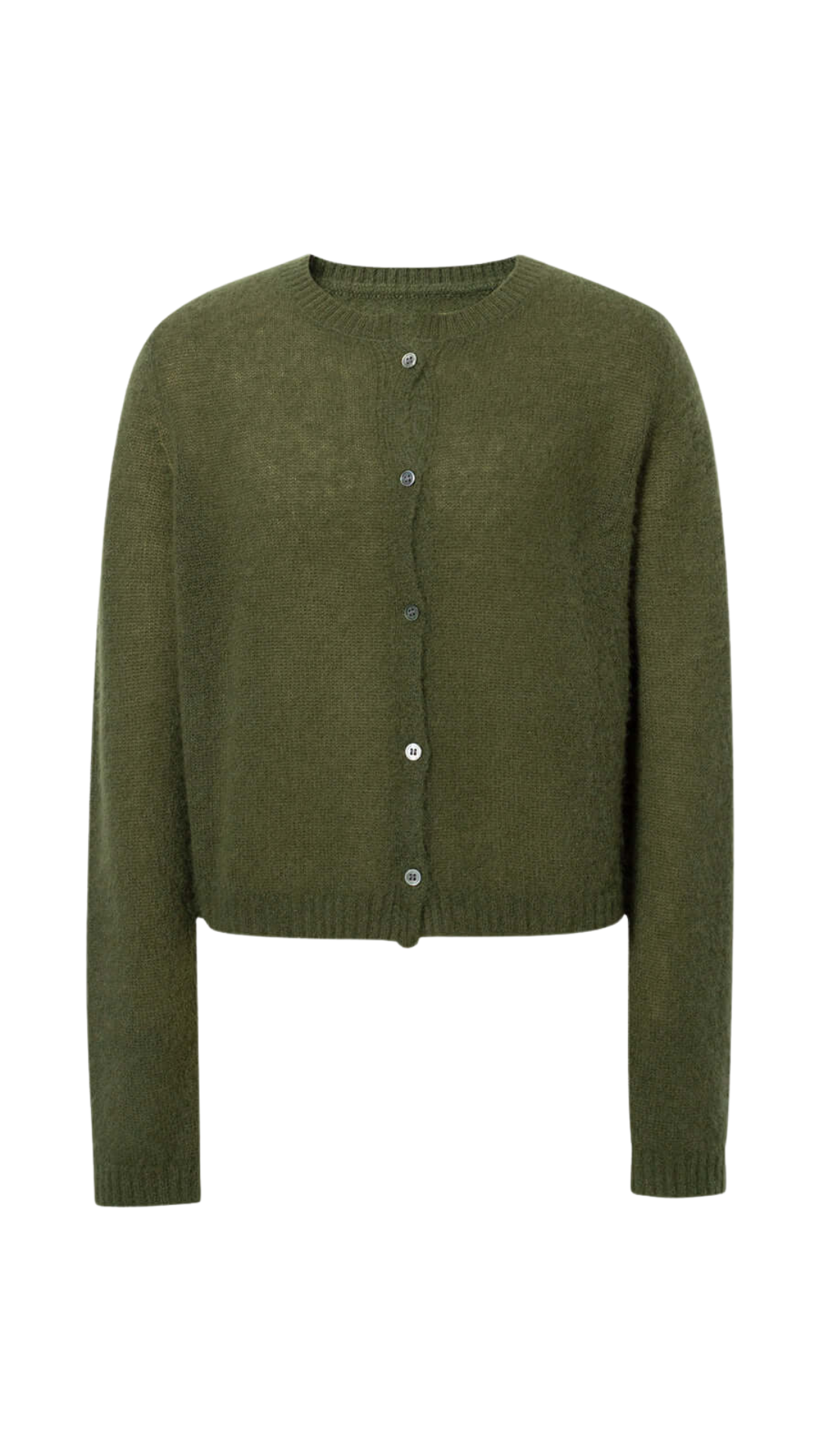 Foggy Pine Green Silk-Cashmere Cardigan