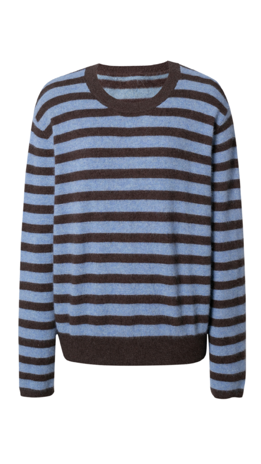 Azure Stripe Crewneck Sweater