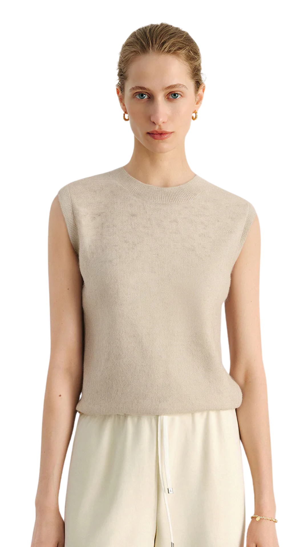 Beige Pure Cashmere Tank